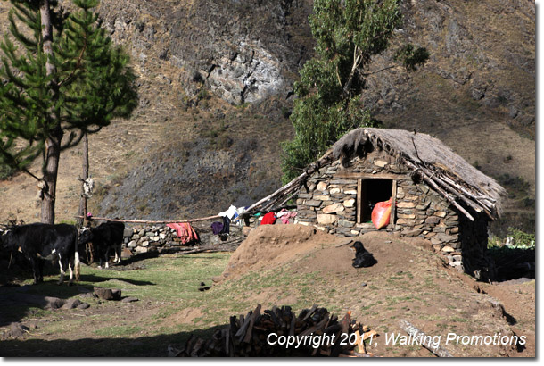 Village along the way to the end of the Santa Cruz Trek, Peru